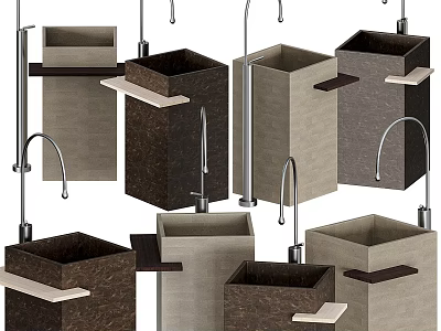 Modern Bathroom Washbasins With Various Stylish Designs And Functional Taps 3d model