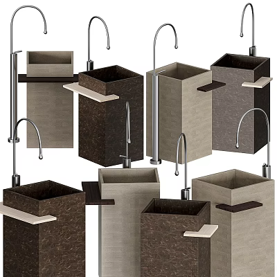 Modern Bathroom Washbasins With Various Stylish Designs And Functional Taps 3d model