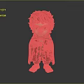 Cartoon Dwarf Character With Brown Curly Hair Holding Yellow Object In Hand