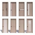 Modern Wooden Hinged Doors With Various Designs And Glass Panel Features 3d model