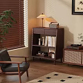 Modern Wooden Console Table With Lamp Books And Decorative Storage For Living Room