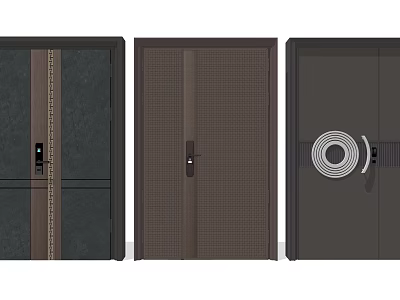 Different Modern Double Doors With Dark Finish And Stylish Panel Designs 3d model