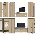 Modern Wardrobe Designs With Mirror Storage Space TV Stand And Open Shelves