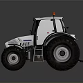 Modern White Gray Agricultural Tractor With Large Tires And Red Light Design