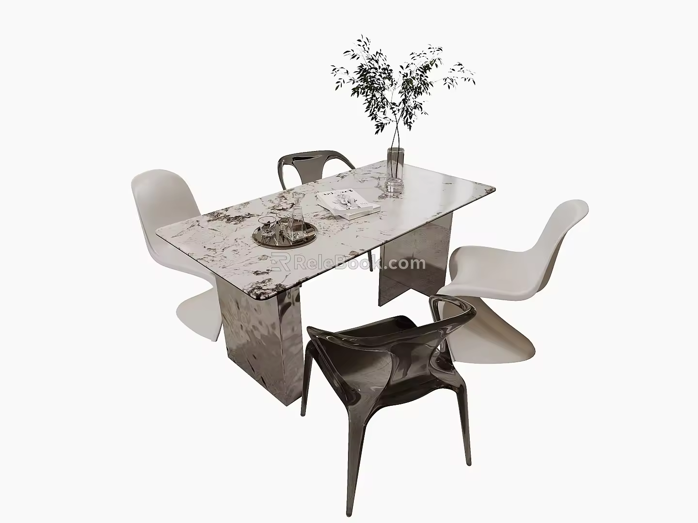 Modern Dining Table and Chair 3d model