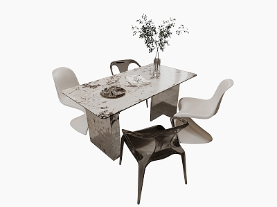 Modern Dining Table and Chair 3d model