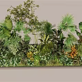 Lush Green Plant Landscape With Various Tropical Foliage And Orange Flowers