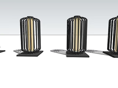 Modern Black Frame Floor Lamp With Yellow Light Tube And Square Base 3d model