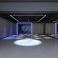 Modern Fitness Gym Interior With Open Workout Space And Brand Logo Lighting Design