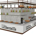 Food Display Counter With Shelves Jars Baked Goods And Coffee Machine