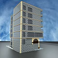 Detached Villa Featuring Gray Brick Exterior Multi Story Structure Multiple Windows Balconies And Arched Entrance