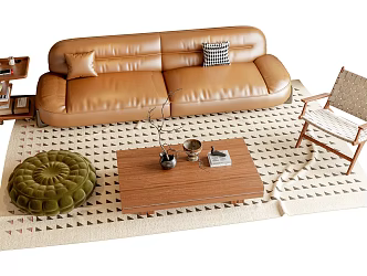 Quiet sofa tea table combination 3d model