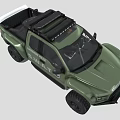 Green Los Angeles SWAT Tactical Pickup Truck With Roof Rack And Off Road Tires