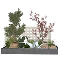 Plant modeling tree landscape sketch tree pool flower pool flower box 3d model