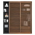 Modern Wooden Wardrobe Interior Design With Sliding Door Storage Bookshelf Hanging Area And Drawers