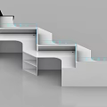 Modern Office Desk With Multi Level Structure And Sleek White Geometric Surfaces 3d model