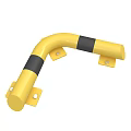 Yellow L Shaped Protective Guard Rail With Black Stripes And Mounting Brackets