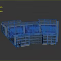 Modern Multi Storey Connected Architectural Model With Roof Skylights And Windows 3d model