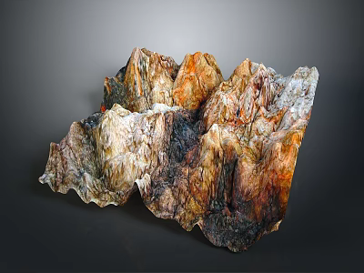 Multicolored Layered Rock Terrain Featuring Brown Gray And Orange Natural Textures 3d model