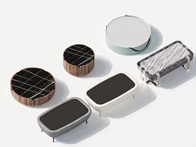 Modern Coffee Tables Featuring Round Oval Rectangle Shapes Wooden Marble Top And Metal Frame 3d model