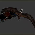 Game And Movie Character With Goggles Mechanical Arm Holding Eagle In Brown Vest Blue Shirt