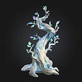 Artistic Decorative Arbor Tree With Twisted Trunk Unique Texture And Green Purple Leaves