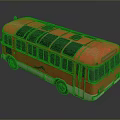 Red Vintage Bus With Black Roof And White Bottom Exterior Design