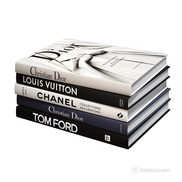 Fashion Brand Books Collection Featuring Christian Dior Louis Vuitton Chanel And Tom Ford 3d model 