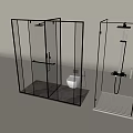 Modern Shower Head With Glass Enclosure And Black White Frame In Bathroom Design
