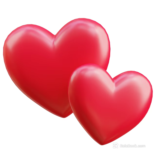 Two Red Heart Shaped Decorative Ornament Set For Home Interior Decoration 3d model 