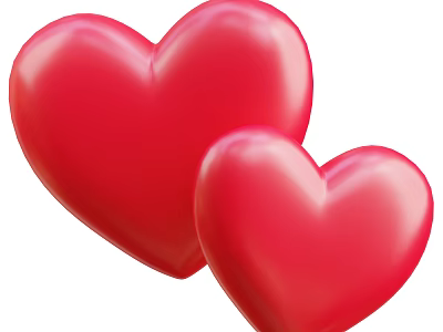 Two Red Heart Shaped Decorative Ornament Set For Home Interior Decoration 3d model