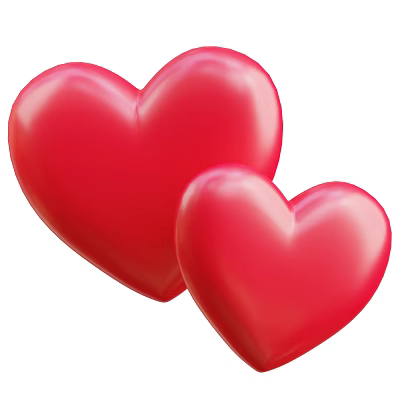 Two Red Heart Shaped Decorative Ornament Set For Home Interior Decoration 3d model