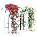 Decorative Garden Arches With Red And White Flower Vines