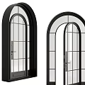 Modern Arched Sliding Doors With Black Frames And Glass Panels 3d model