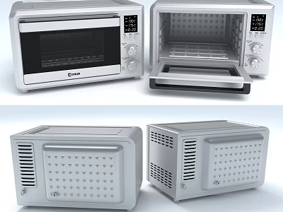 Modern Stainless Steel Microwave Oven Kitchen Appliance With Control Panel And Open Door Design 3d model