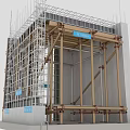 Construction Scaffolding And Formwork Support System With Metal Frames And Concrete Wall 3d model