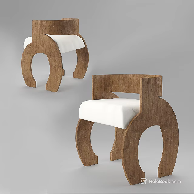 Modern Single Seater Sofa With Wooden Frame White Cushion And Circular Design 3d model 