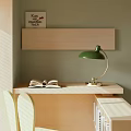 Light Green Tatami Bedroom With Built In Wooden Bed Desk Chair And Natural Light