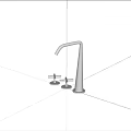 Modern Chromed Faucet With Tall Spout And Cross Handle Controls