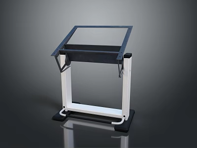Sturdy Workstation Stand With Black Countertop White Support Frame And Stable Base 3d model