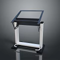 Sturdy Workstation Stand With Black Countertop White Support Frame And Stable Base