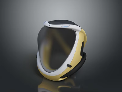 Modern Yellow And White Safety Helmet With Transparent Face Shield For Protection 3d model