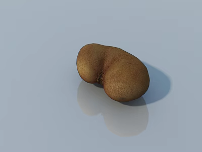 Brown Sculpture Carving With Abstract Shape Smooth Surface And Blue Reflection 3d model