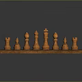 Wooden Chessboard With Checkered Pattern And Neatly Arranged Black White Chess Pieces