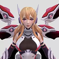 Fantasy Game and Movie Character with Pink Red Wings Blonde Hair and Ornate Outfit