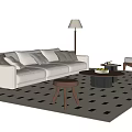 Modern Mid-ancient Style Sofa Coffee Table Combination Modern Sofa Living Room Sofa Solid Wood Sofa Three-person Sofa Ornaments Combination Single-person Sofa Stool 3d model