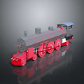 Vintage Red Gray Steam Train Model With Wheels Chimneys 3D Design 3d model