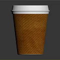 Orange Paper Cup With Silver Lid And Diamond Pattern For Hot Drinks 3d model