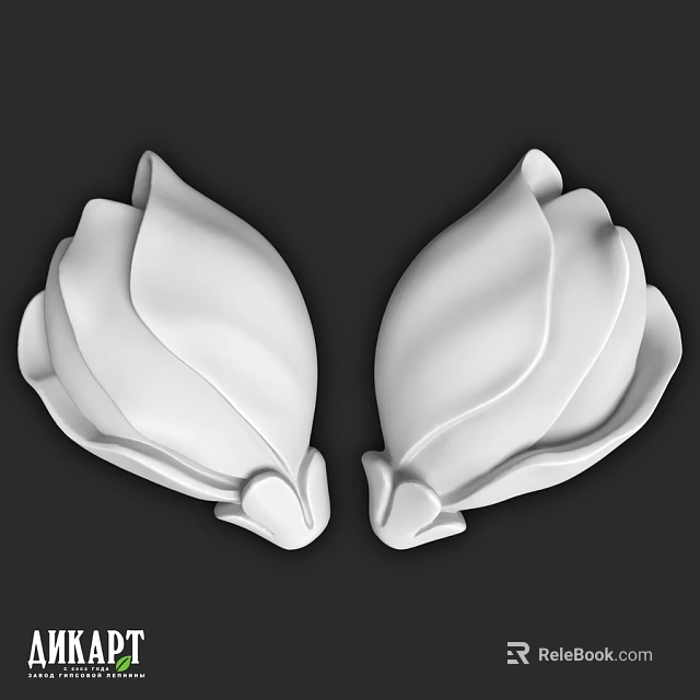 White Decorative Petal Shaped Components For 3D Design And Decoration 3d model 