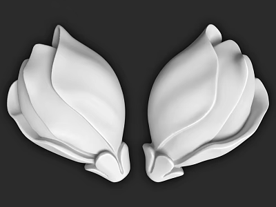 White Decorative Petal Shaped Components For 3D Design And Decoration 3d model